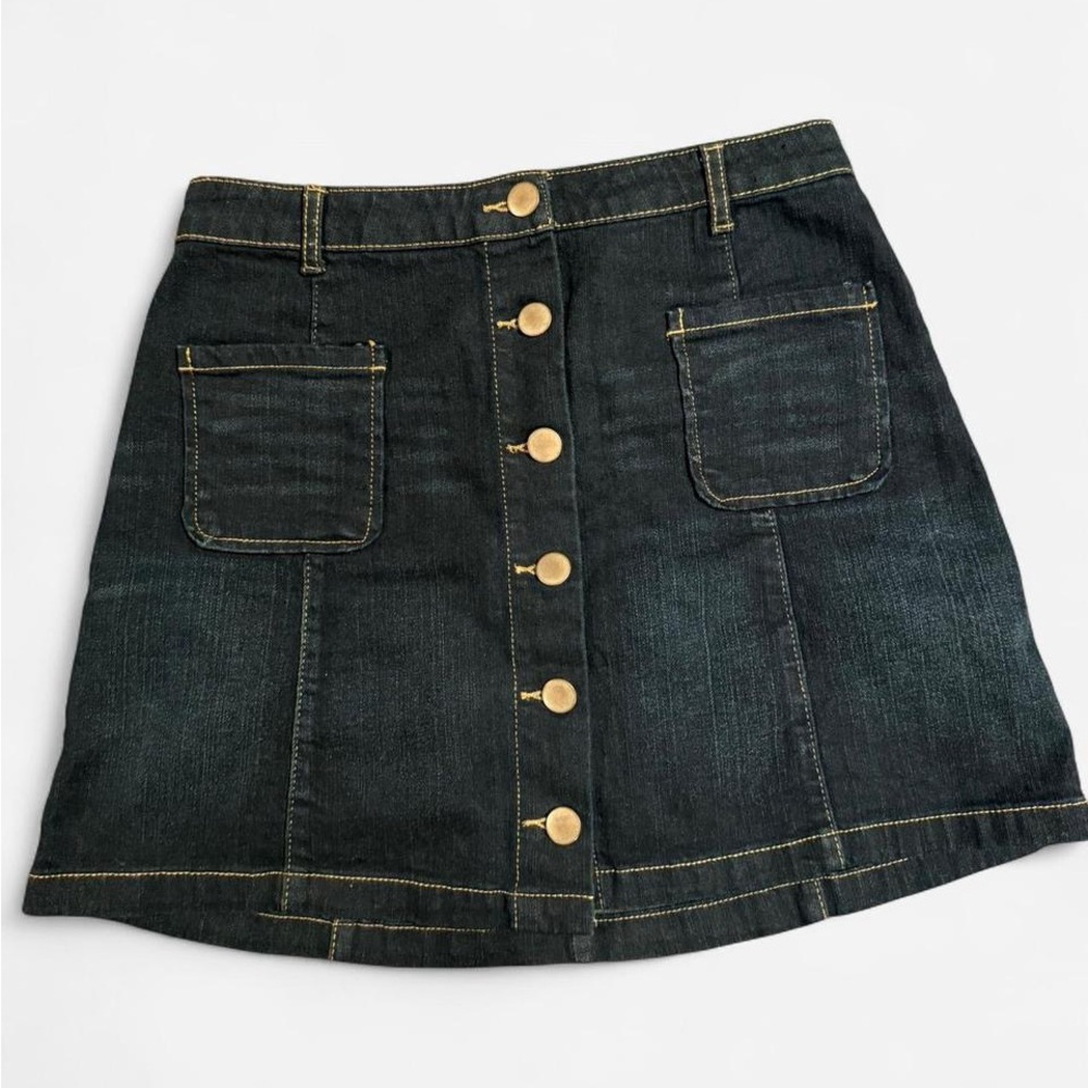 Aeropostale Dark Blue Button-Front Mini Skirt